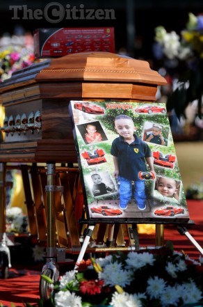 Teagrin Morris's (4) coffin at Reiger Park Stadium, Johannesburg, 26 July 2014, before it was laid to rest at Van Dyk Cemetries. Picture: Nigel Sibanda